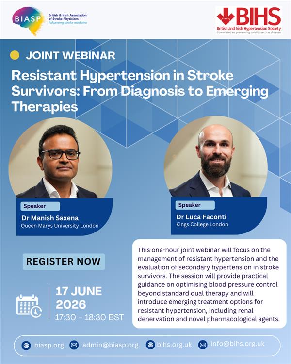 BIHS/BIASP Joint Webinar: : Resistant Hypertension in Stroke Survivors